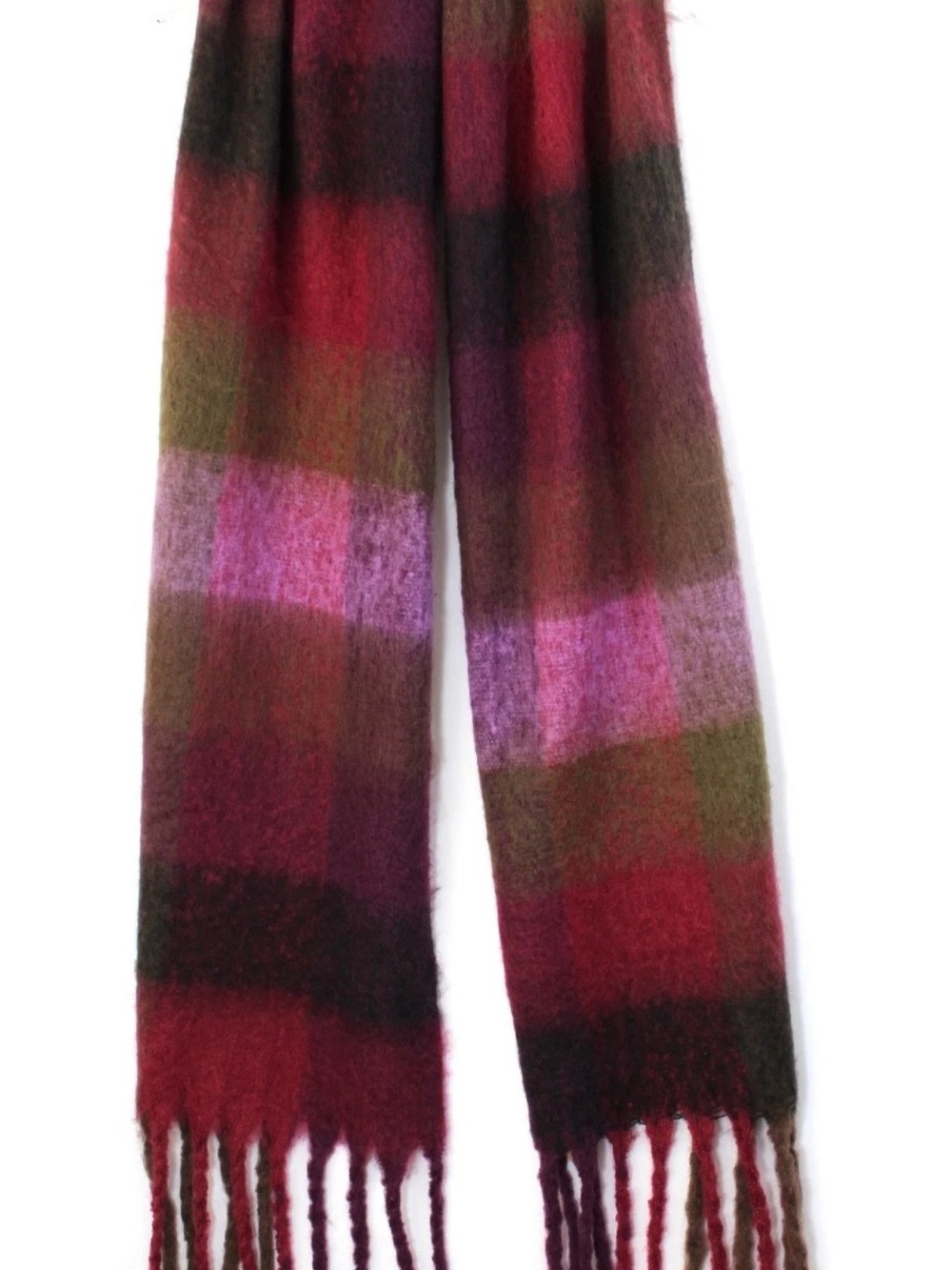 STEVE MADDEN Brushed Plaid Blanket Warm Scarf Dark Multi Colour Retail $42